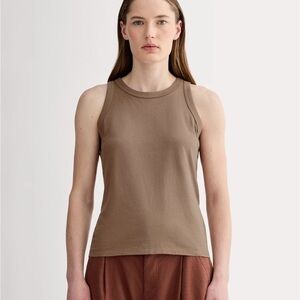 Everlane Women's Tank Top in Essential Cotton in Mocha Chocolate Brown Color